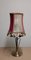 Lámpara de mesa vintage de latón, pergamino y tela, años 50, Imagen 1