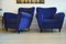 Velvet Blue Armchairs by Guglielmo Ulrich, 1950s, Set of 2 4