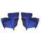 Velvet Blue Armchairs by Guglielmo Ulrich, 1950s, Set of 2 1