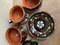 Vintage Hungarian Folk Glazed Ceramic Set by Sarospatak, Set of 5 2