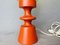 Mid-Century Portuguese Modern Orange Wood & Amber Bubble Glass Table Lamp, 1960s, Image 4
