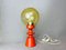 Mid-Century Portuguese Modern Orange Wood & Amber Bubble Glass Table Lamp, 1960s 1