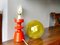Mid-Century Portuguese Modern Orange Wood & Amber Bubble Glass Table Lamp, 1960s, Image 3