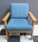 Blue Fabric Easy Chair in Blonde Wood Frame, 1960s 1