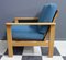 Blue Fabric Easy Chair in Blonde Wood Frame, 1960s 5