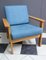 Blue Fabric Easy Chair in Blonde Wood Frame, 1960s 2