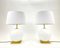 Vintage Opal Glass and Brass Table Lamps by Holtkötter, Germany, 2000s, Set of 2 1