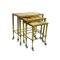 Hollywood Regency Nesting Tables on Wheels in Brass with Marble Tops, Set of 3 1