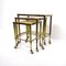 Hollywood Regency Nesting Tables on Wheels in Brass with Marble Tops, Set of 3 2