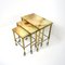 Hollywood Regency Nesting Tables on Wheels in Brass with Marble Tops, Set of 3 3