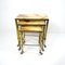 Hollywood Regency Nesting Tables on Wheels in Brass with Marble Tops, Set of 3 4