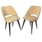 Mid-Century French Wood and Fabric Chairs, 1970s, Set of 2 1