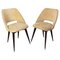 Mid-Century French Wood and Fabric Chairs, 1970s, Set of 2, Image 1