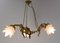French Brass Ceiling Lamp with Three Putti Pendant Lustre, 1970s 3