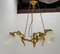 French Brass Ceiling Lamp with Three Putti Pendant Lustre, 1970s 6