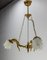 French Brass Ceiling Lamp with Three Putti Pendant Lustre, 1970s 4