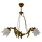 French Brass Ceiling Lamp with Three Putti Pendant Lustre, 1970s 1