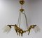French Brass Ceiling Lamp with Three Putti Pendant Lustre, 1970s 2