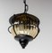 French Ceiling Lamp Iron and Colored Glass Pendant Lustre, 1960s 4