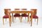 Walnut Dining Table and Chairs attributed to Jindrich Halabala for Hala, Czechoslovakia, 1957, Set of 5 2