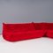 Togo Modular Sofa in Red by Michel Ducaroy for Ligne Roset, 2010s, Set of 3 6