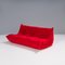 Togo Modular Sofa in Red by Michel Ducaroy for Ligne Roset, 2010s, Set of 3 7