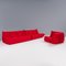Togo Modular Sofa in Red by Michel Ducaroy for Ligne Roset, 2010s, Set of 3 3