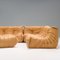 Canapé Togo en Cuir Marron Camel par Michel Ducaroy pour Ligne Roset, 1980s, Set de 5 3