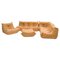 Togo Sofa Set in Camel Brown Leather by Michel Ducaroy for Ligne Roset, 1980s, Set of 5 1