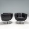 Tulip Armchairs in Black Leather aby Jeffrey Bernett for B&B Italia, 2000, Set of 2 2