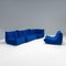 Blue Alcantara Togo Sofa by Michel Ducaroy for Ligne Roset, 2000s, Set of 5 3