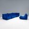 Canapé Togo en Alcantara Bleu par Michel Ducaroy pour Ligne Roset, 2000s, Set de 5 3