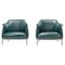 Dark Green Archibald Lounge Chairs in Leather by Jean-Marie Massaud for Poltrona, 2010s, Set of 2 1