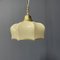 Vintage Beige Glass Hanging Lamp with Brass Fixture, 1950s 6