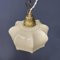 Vintage Beige Glass Hanging Lamp with Brass Fixture, 1950s, Image 7