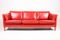 Vintage Danish Three-Seater Red Leather Sofa from Mogens Hansen, 1980s 1