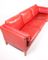 Canapé Vintage Rouge en Cuir de Mogens Hansen à 3 Places, 1980s 4
