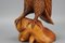 Hand-Carved Light-Brown Wooden Owl Sculpture, 1970s 9