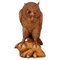 Hand-Carved Light-Brown Wooden Owl Sculpture, 1970s, Image 1
