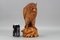 Hand-Carved Light-Brown Wooden Owl Sculpture, 1970s, Image 17