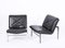 Swiss Aluline Lounge Chairs in Black Leather by Andre Vandenbeuck for Strässle, 1960s, Set of 2 2