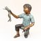 Estatua de bronce del niño de la rana del bastidor del jardín de los niños del sapo, Imagen 1