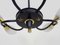 Black Metal and Brass Chandelier with Glass Tulips, 1960s, Image 8