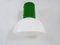 Lámpara colgante industrial vintage de metal verde con pantalla de plástico blanco, años 70, Imagen 4