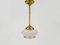 Granite Pink Globe Suspension Light with Golden Edging, 1950s 1