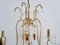 Lámpara de araña vintage con cinco luces de metal dorado y vidrio, años 80, Imagen 8