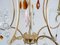 Lámpara de araña vintage con cinco luces de metal dorado y vidrio, años 80, Imagen 9