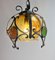 Brutalist Cast Iron and Colored Glass Pendant, 1970s 2