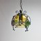 Brutalist Cast Iron and Colored Glass Pendant, 1970s 1