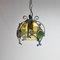 Brutalist Cast Iron and Colored Glass Pendant, 1970s, Image 1